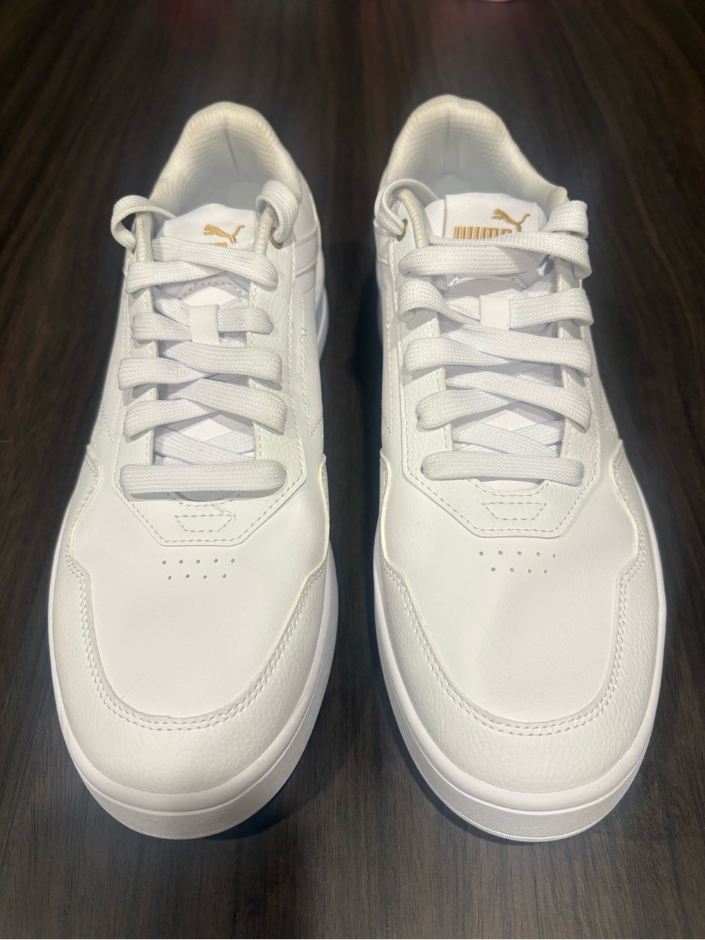 Puma White Low-Top Sneakers with Gold Logo